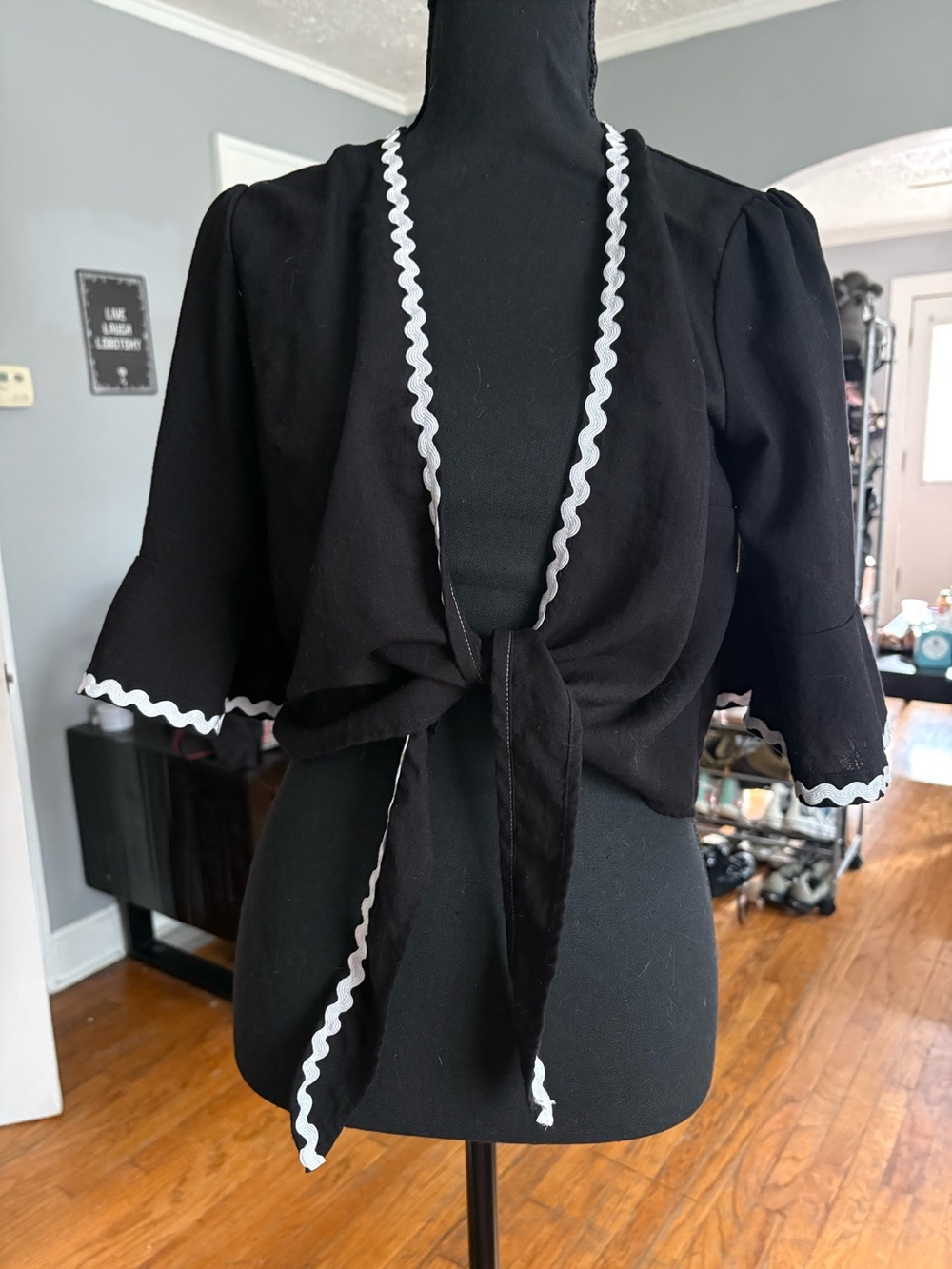 Vintage Style Black and White Tie Top